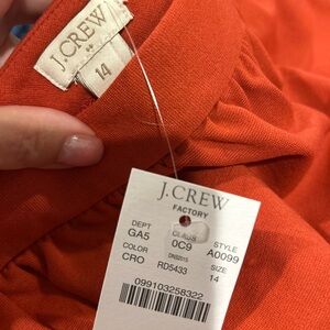 J. Crew Factory Warm Red Mini Skirt Stripe Back Zip NWT Size 14